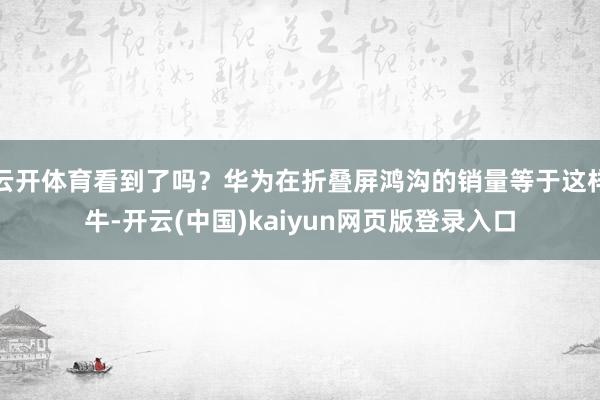 云开体育看到了吗？华为在折叠屏鸿沟的销量等于这样牛-开云(中国)kaiyun网页版登录入口